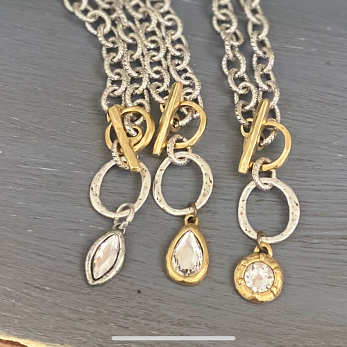 Antique silver toggle necklace