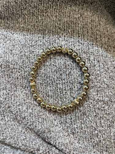 6mm gold filled bracelet w/ 3 corrugated beads