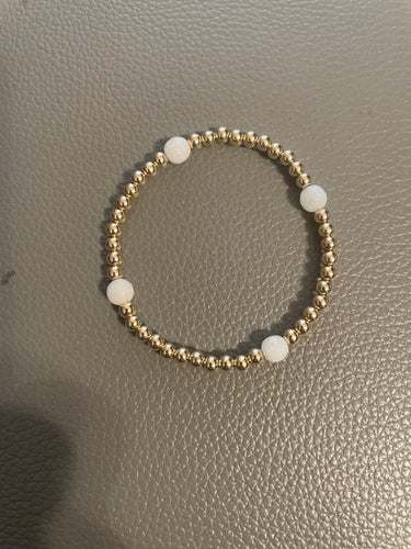 4mm gold filled bracelet with four gemstone beads
