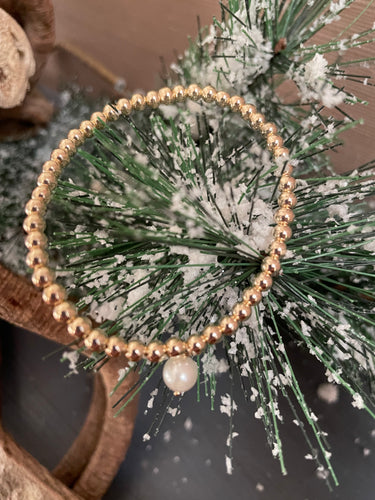 4mm gold filled bracelet w/ pearl charm