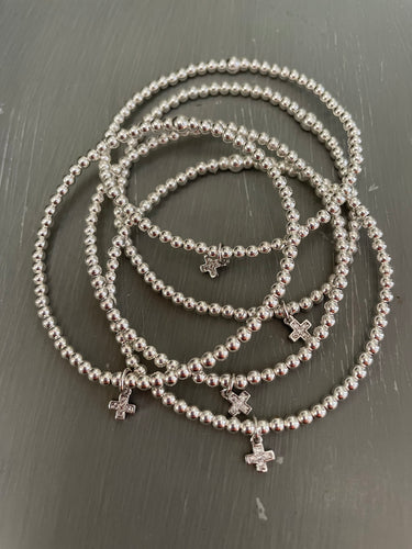 Sterling silver bracelet with Swarovski crystal cross