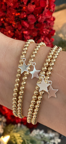 3mm gold filled bracelet w/ sterling silver star charm