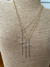 Sterling silver hammered cross with gold filled chain