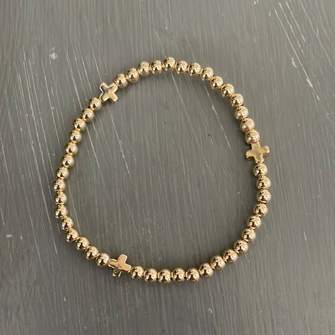 4mm gold filled bracelet w/ 3 sideways crosses