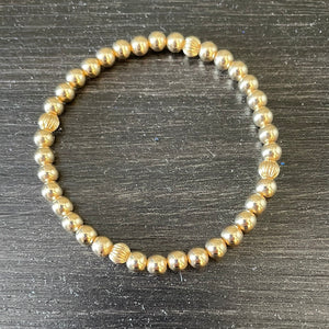 Gold filled bracelet with gold corrugated beads