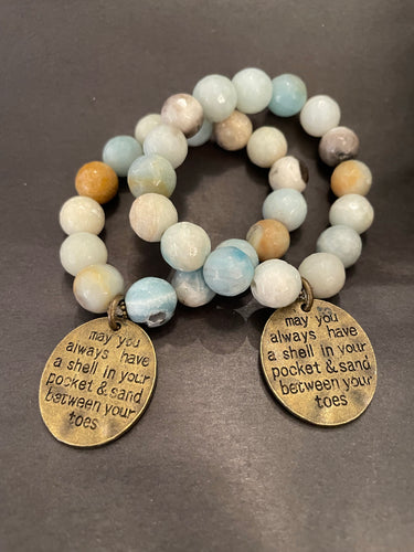 Amazonite bracelet with beach charm