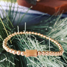 Gold filled beaded bracelet with corrugated gold filled tube