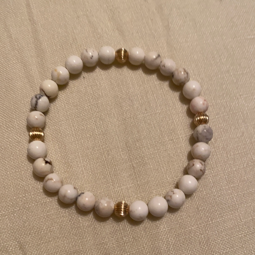 White turquoise with gold filled beaded bracelet