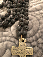 Black Lava beaded necklace with cross