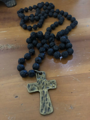 Black Lava knotted necklace