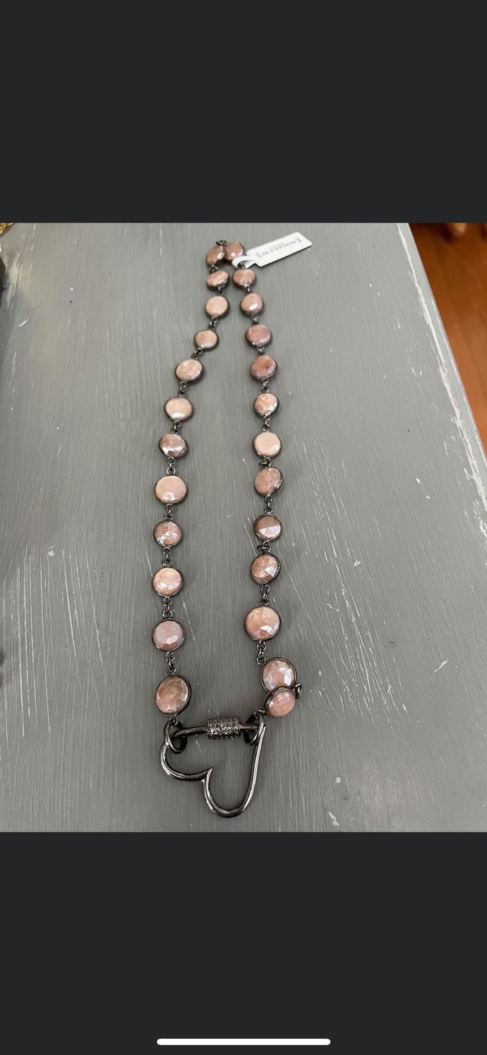 Mystic pink moonstone necklace