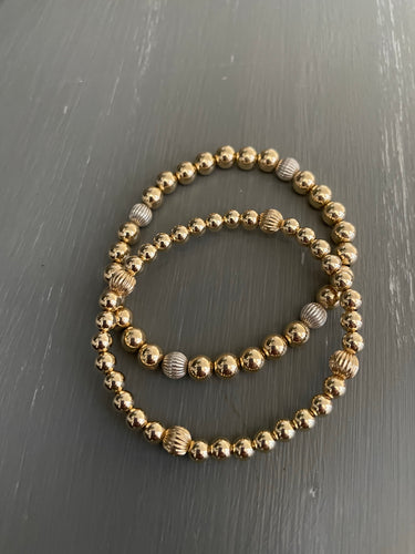 5mm gold filled beads w/ 4 corrugated beads