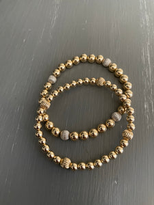 Gold filled bracelet w/corrugated beads