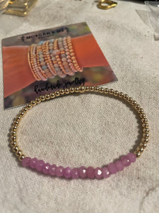 Pink Jade and gold filled bracelet