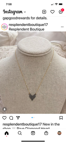 Pave diamond heart necklace