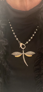Diamond dragonfly necklace