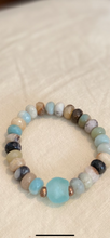 Amazonite bracelet with seaglass stone and bronze pearl