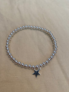 4mm Sterling Silver Bracelet with Sterling Silver Star Charm