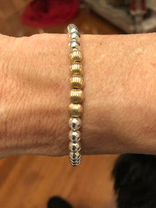Corrugated gold filled beads and sterling silver bracelet