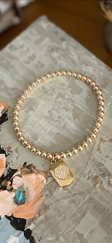 4mm gold filled bracelet w/ Swarovski crystal heart charm