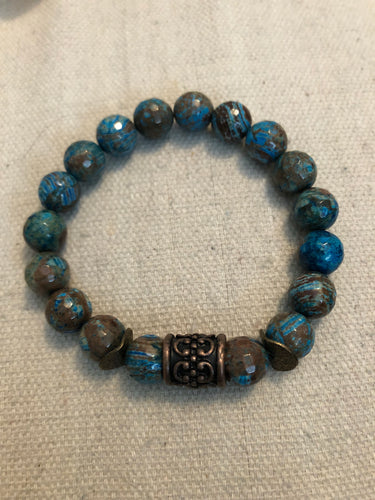 Brown turquoise beads with antique bronze