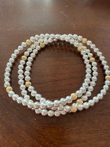 Sterling silver bracelet with corrugated gold filled beads