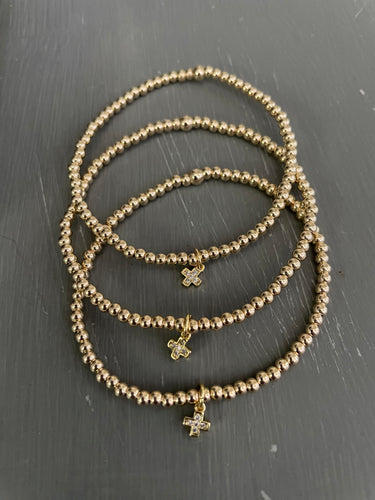 3mm gold filled Swarovski crystal cross bracelet