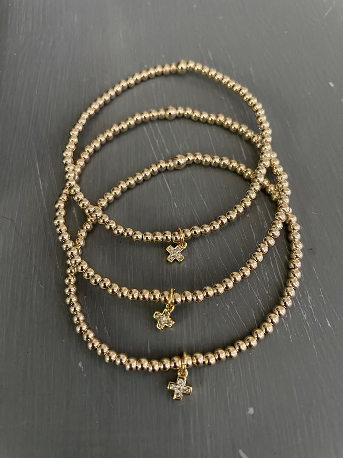 3mm gold filled Swarovski crystal cross bracelet