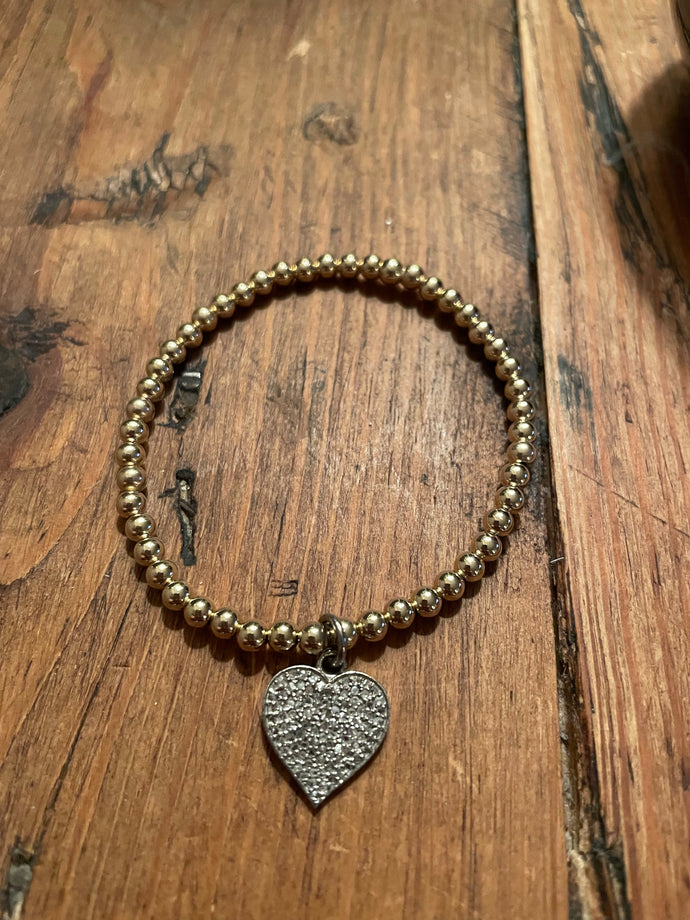 4mm gold filled bracelet w/ diamond heart charm