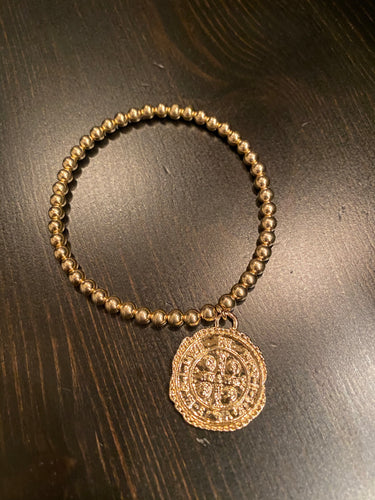4mm gold filled bracelet w/ religious medal