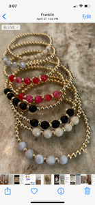 4mm gold filled bracelet w/rondelle and gemstone beads