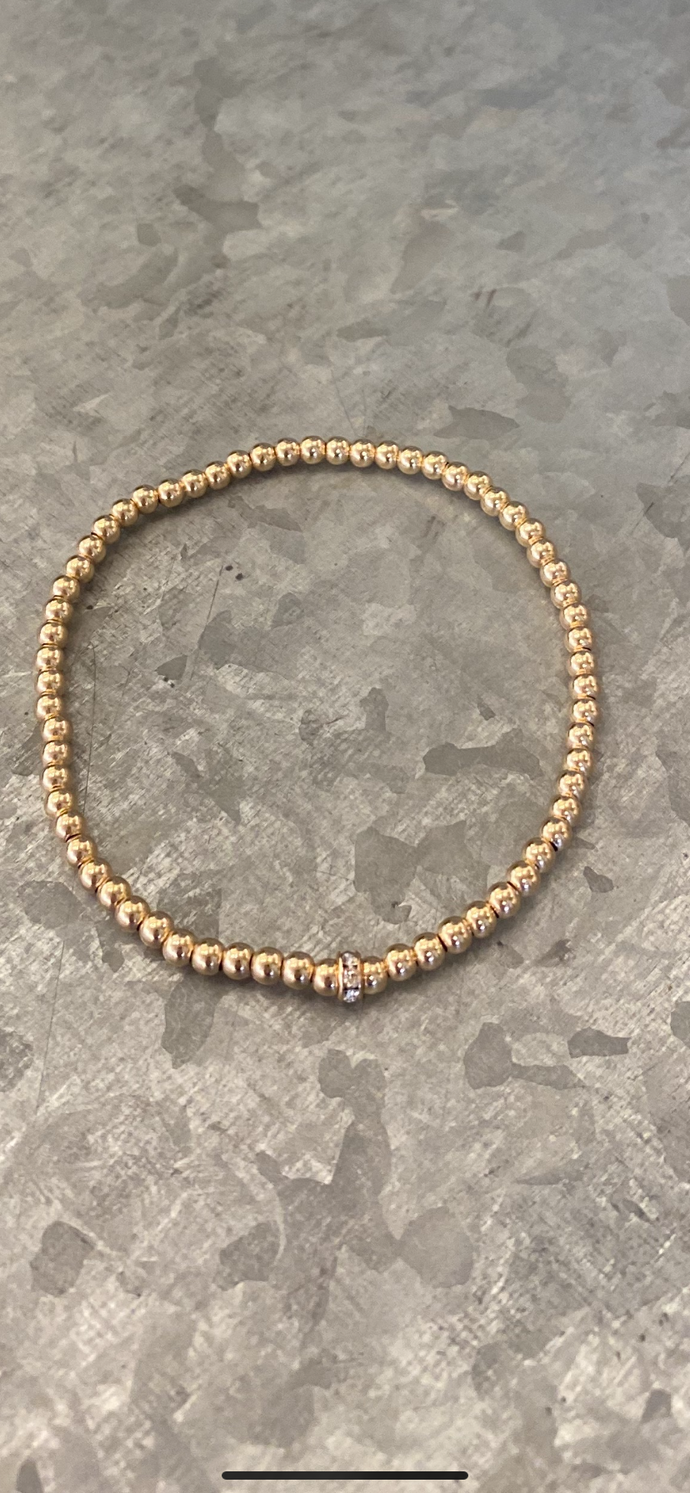 Gold filled bracelet with rhinestone