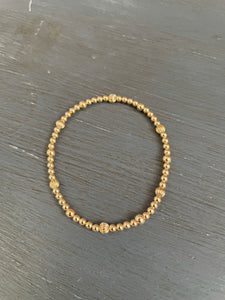 Gold filled bracelet with 4mm corrugated beads