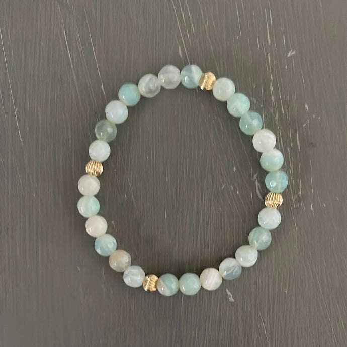 Gemstone Bracelets w/ 4 corrugated beads