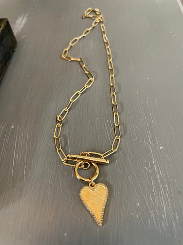 Diamond  elongated gold necklace
