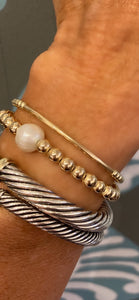 Gold filled or sterling silver curve bar bracelet